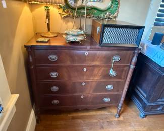 Item #98 Sheraton Chest, 1820-30, Aged Good Condition, 40.5" 43" 22"