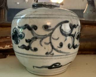 Item #10 Hoi An Pottery Short Jar, Great Aged, H3.75" W3.5"