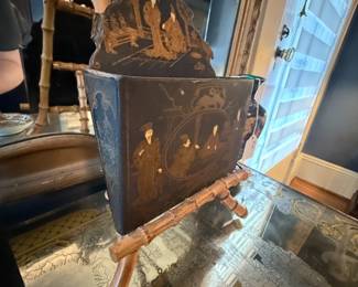 Item #35 ~1900 Bamboo Stand, Good, H12" W7" D2.25"