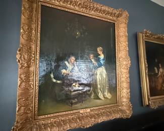 Item #53 Medium Dutch Painting, 'Reading a Letter', Late 16th C. , Aged, Good Condition , 27" 29" 2.5"