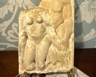 Item #75 Greek Stone Carving from Temple, c. 400 BCE, Aged Good Condition