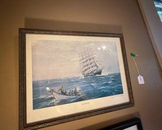 Item #90 Print of 'Ghost Ships of the Outer Banks', Carroll A. Deering, Edward Powell, Good Condition, 17" 13"