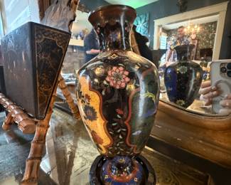 Item #36 1920s Cloisonne Floral Vase , Good, H8" W3.25"
