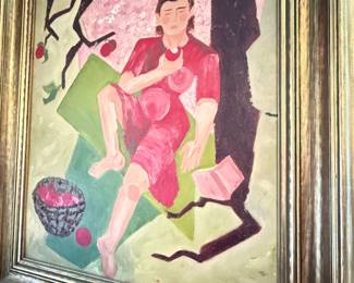 Item #150 Painting, 'Person with a Bushel of Apples' , 24" 23"