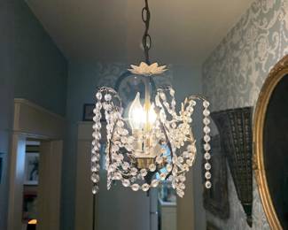 Item #63 Crystal/Metal Chandelier , Good, 33" 12"