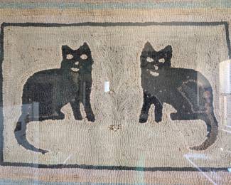 Item #278 Black Cat Braided Rug, c. 1850