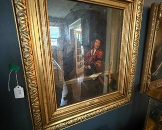 Item # 56 Medium Dutch Painting, 'Violinist in the Window', ~17th C , Aged Good Condition , 21.5" 19" 2"