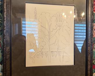 Item #199 1937 Etching of Notre-Dam Cathedral by Matisse, 24" 21"