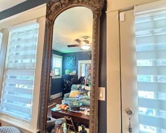 Item #33 Large Floral Design Rococo Mirror, Slightly Scuffed, H6' W27" D2"