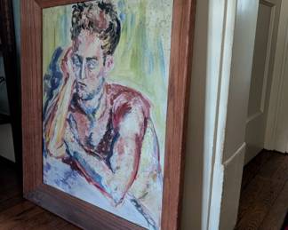 Item #283 Painting, 'Young Man with Angst'