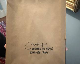 Item #116 Small Contemporary Art, 'Three Keys', Christine Kim, Good Condition, 8" 6.5"