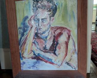 Item #283 Painting, 'Young Man with Angst'