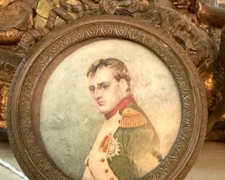 Item #8, Napoleonic Portrait, Aged, H8" W4"