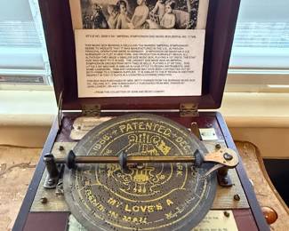 Item #32 1890s Imperial Symphonic Music Box, Good, Aged, Functional, H7" W8.75" D8"