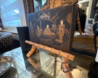 Item #35 ~1900 Bamboo Stand, Good, H12" W7" D2.25"