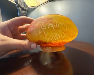 Item #40 Orange Daum Nancy Style Bowl, Good, 3.5" 6"
