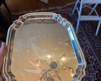Item #227 Sterling Silver Tray w/ Monogram, Marked Sterling by Poole #371