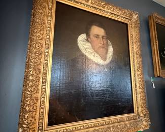 Item #52 Large Dutch Painting, Dutch Gentleman, 1580-1600, Aged , Good Condition 34.25" 33.5" 3"
