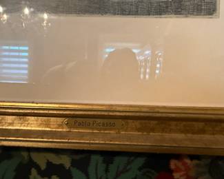 Item #204 Picasso Print Marked #2/10, 'Man and Woman in Cafe' - Picasso Used A Secondhand Etching, Original Art Visible in Top Right , 17" 22"