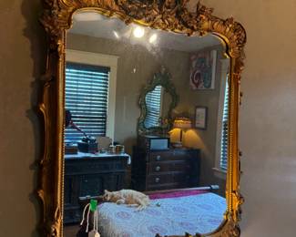 Item #87 Ribbon-Top Mirror, 1850s, Replacement Glass, 23" 32"