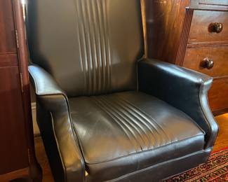 Item #126 1966-1967 Ford Thunderbird Leather Executive Chair w/ Tuck&Roll Upholstery, Good Condition, 46" 29" 23"