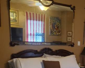 Item #282 Large Carved Mahogany Mirror