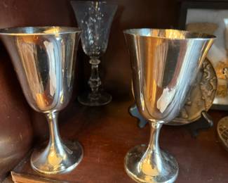 Item #211 Silver Goblets, One w/ Monogram Set of Seven