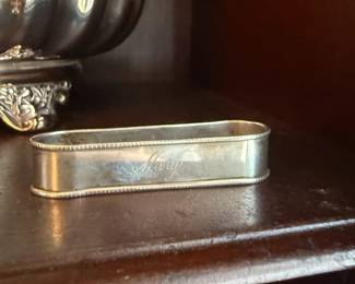 Item #243 Sterling Silver Napkin Ring w/ Monogram, Style 3