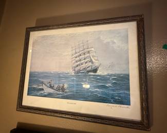 Item #90 Print of 'Ghost Ships of the Outer Banks', Carroll A. Deering, Edward Powell, Good Condition, 17" 13"