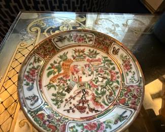 Item #37 Imari Saucer Floral Vase,Chip on Back, Diam4.5"