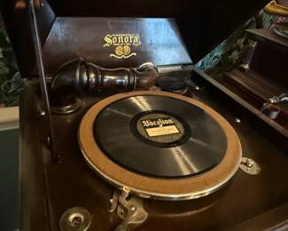 Item #200 1917 Mahogany Sonora Wooden Tone-Arm Record Player w/o Key , 53" 20" 20"