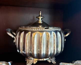 Item #244 Silver Plated Ice Bucket/Lidded Bowl