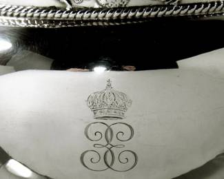 Item #224 1914 Sterling Silver Palace Goblets w/ Crest of French Empress Eugenie , Set of Two