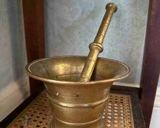 Item #83 Brass Mortal and Pestle, 1960s, Aged Good Condition