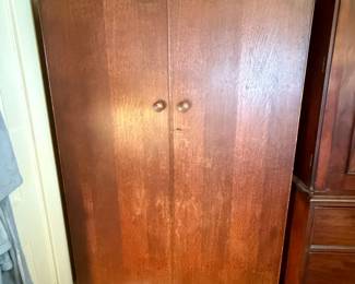 Item #118 1920 Oaken Gentleman's Wardrobe, Labeled Compartments w/ Key, Aged Great Condition, 69" 42" 18"