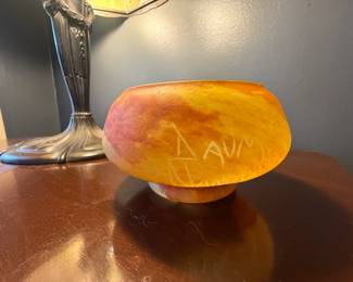 Item #40 Orange Daum Nancy Style Bowl, Good, 3.5" 6"