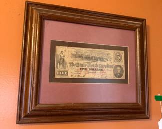 Item # 172, 1863 Confederate Five Dollar Bill, Featuring Wilmington NC
