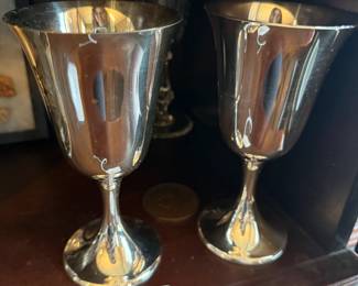 Item #211 Silver Goblets, One w/ Monogram Set of Seven