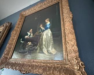 Item #53 Medium Dutch Painting, 'Reading a Letter', Late 16th C. , Aged, Good Condition , 27" 29" 2.5"