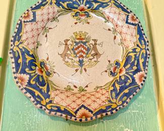 Item #158 1890 Faiance de Rouen Plate, 9.5" Diameter