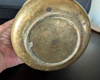 Item #19 Brass Floral Art Nouveau Vase, Good Condition, Aged H9.5" W4.5"