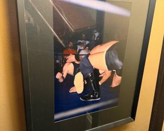 Item #146 Wrestling Match Photo, Sourced from Works of Heart AIDS Charity, Good Condition, 15" 20.25"