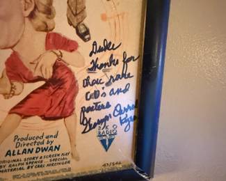 Item #144 Kay Kyser Movie Poster 'Around the World' Signed by Wife&Co-Star Georgia Carrol, 23" 15"