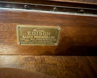 Item #203 1929 Edison Radio/Phonograph Model #C-4 - Last Edison Model Ever Produced , Good, Functional but Needs Capacitors Replaced, 50" 27" 17"