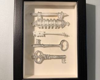 Item #116 Small Contemporary Art, 'Three Keys', Christine Kim, Good Condition, 8" 6.5"