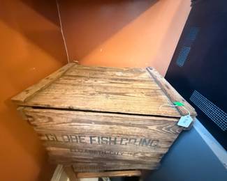 Item #188 Globe Fish Co. Inc. Crate, Sourced from Elizabeth City's Hattie Creef Boat