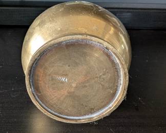 Item #20 Chinese Brass Patterned Vase Good Condition, Aged H7.75" W3"