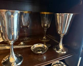 Item #211 Silver Goblets, One w/ Monogram Set of Seven