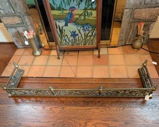 Item #18 Brass Fireplace Fender, Aged Wear, H7" L47" D12"