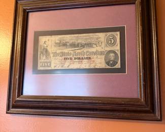 Item # 172, 1863 Confederate Five Dollar Bill, Featuring Wilmington NC